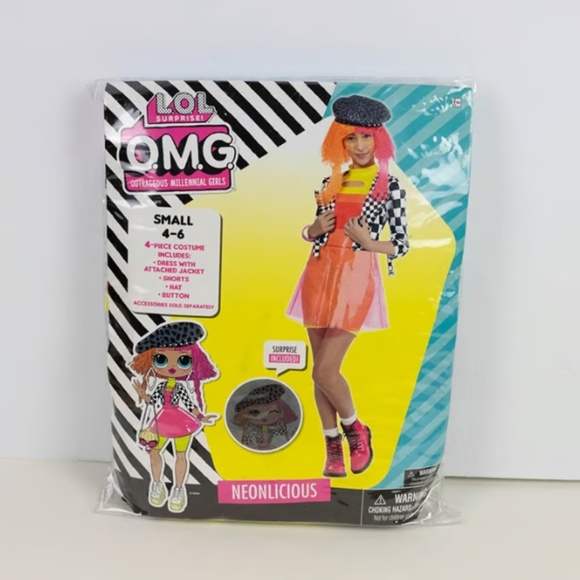 L.O.L. Surprise O.M.G. Neonlicious Costume Size Small (4–6) Complete 4-Piece - Picture 1 of 7